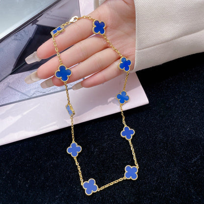 [Echo Fine ]CLOVER 10 MOTIFS BLUE AGATE NECKLACE
