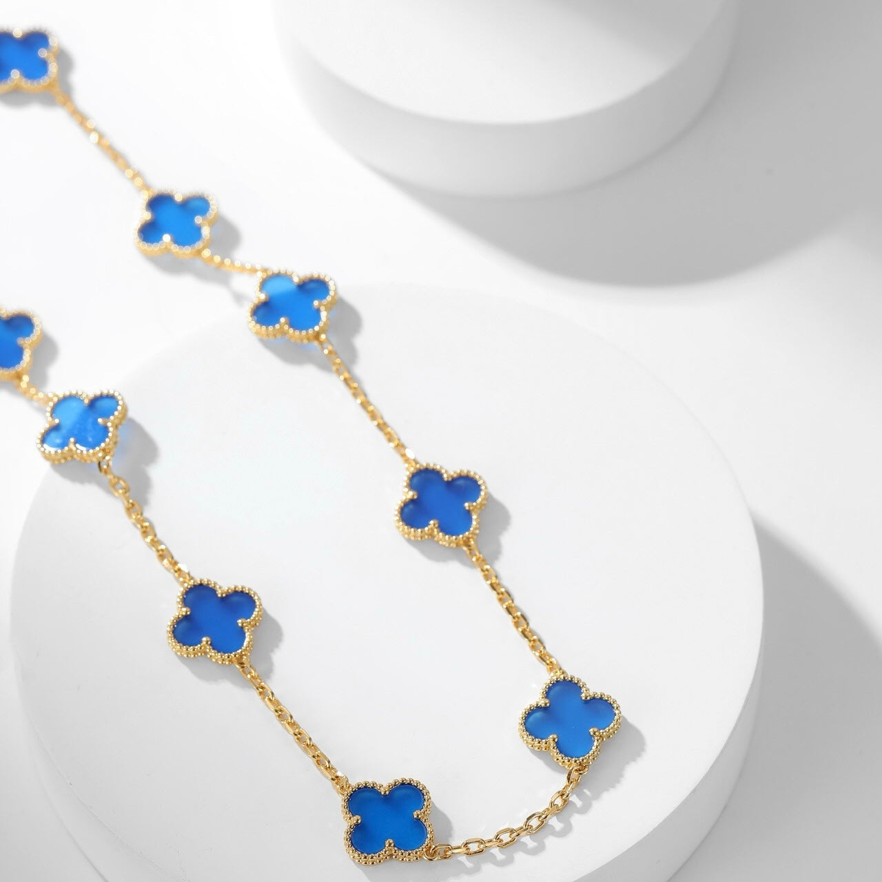 [Echo Fine ]CLOVER 10 MOTIFS BLUE AGATE NECKLACE