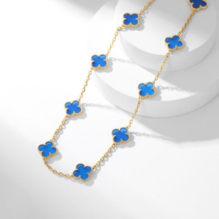 [Echo Fine ]CLOVER 10 MOTIFS BLUE AGATE NECKLACE