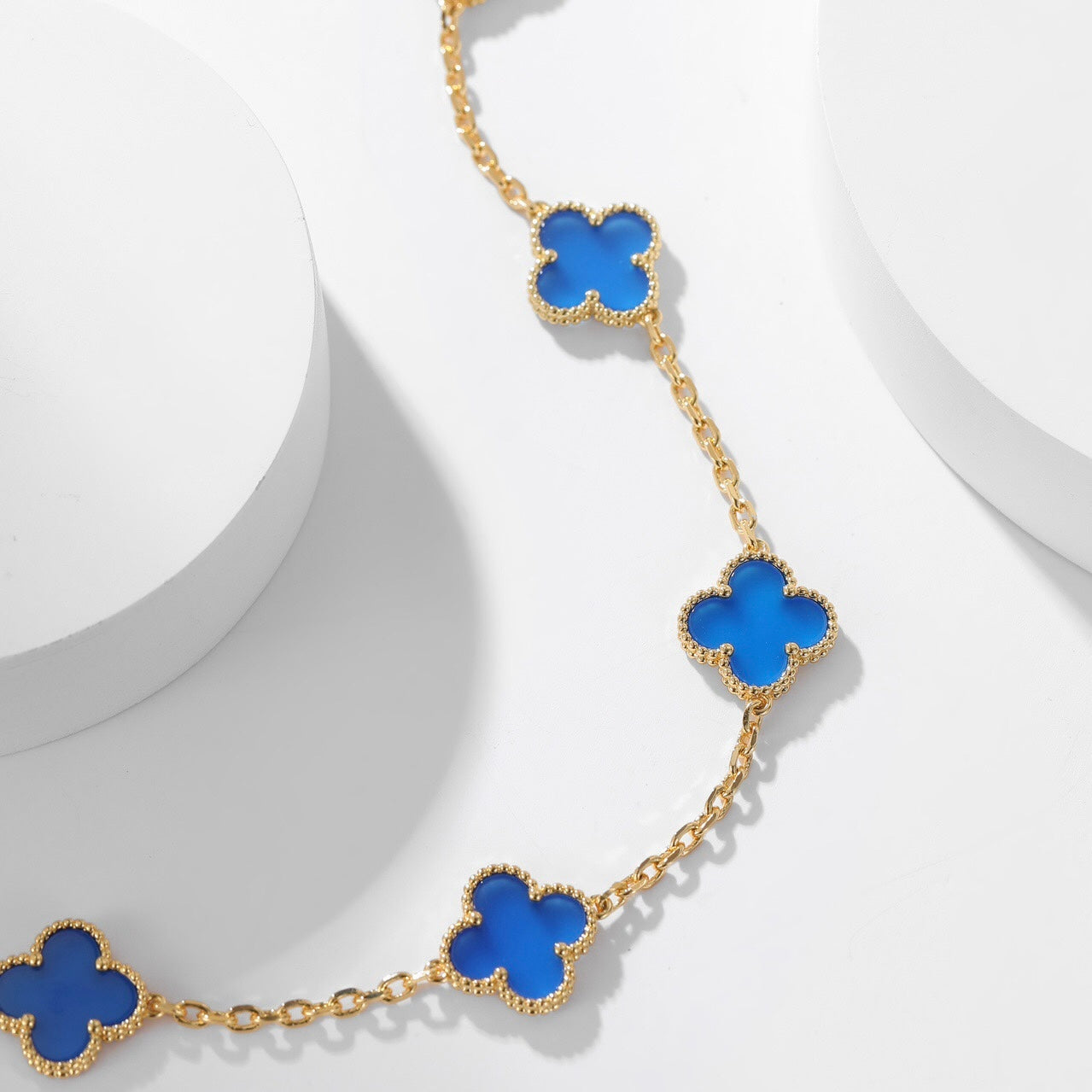 [Echo Fine ]CLOVER 10 MOTIFS BLUE AGATE NECKLACE