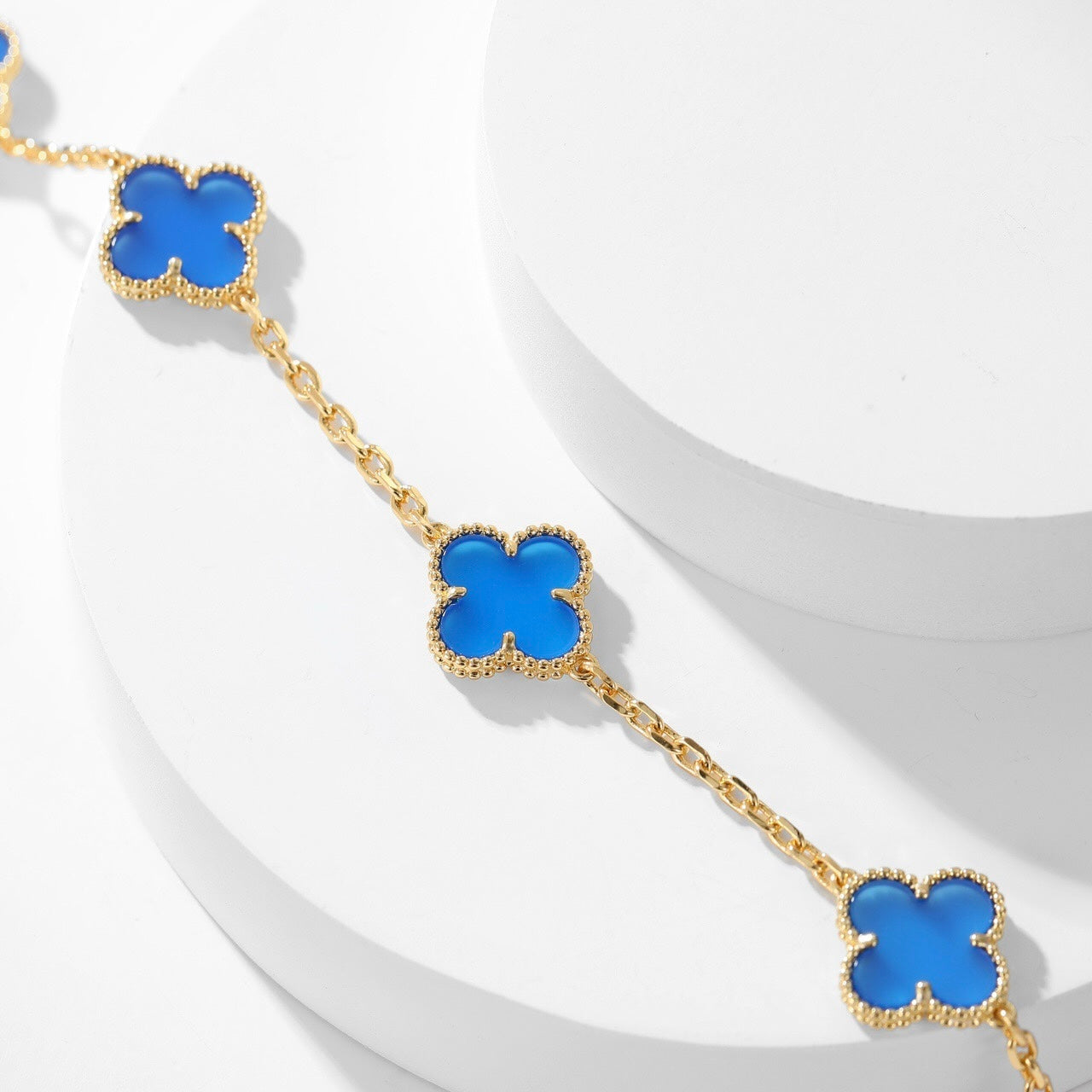 [Echo Fine ]CLOVER 10 MOTIFS BLUE AGATE NECKLACE