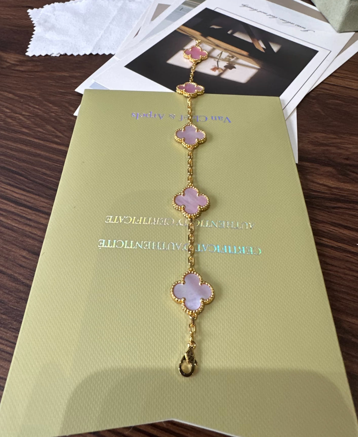 [Echo Fine ]CLOVER 5 PINK MOP BRACELET
