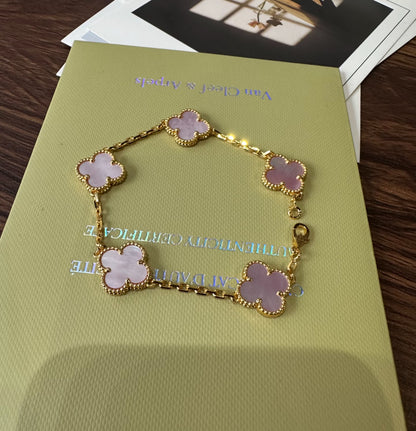 [Echo Fine ]CLOVER 5 PINK MOP BRACELET