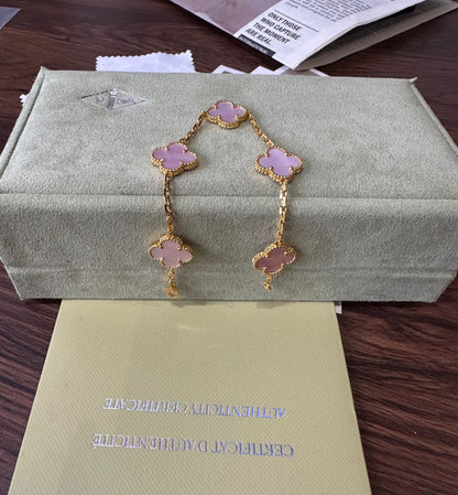 [Echo Fine ]CLOVER 5 PINK MOP BRACELET
