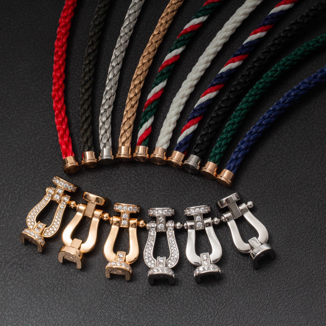 [Echo Fine ]FORCE LARGE HORSESHOE HALF DIAMOND BRACELET ROSE GOLD