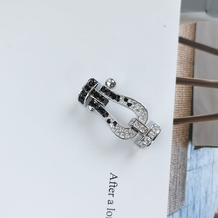 [Echo Fine ]FORCE LARGE HORSESHOE BLACK WHITE DIAMOND BRACELET ROSE GOLD