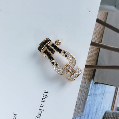 [Echo Fine ]FORCE LARGE HORSESHOE BLACK WHITE DIAMOND BRACELET SILVER