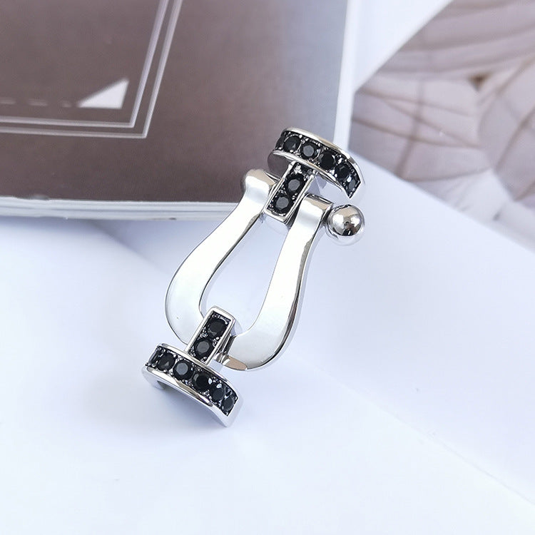 [Echo Fine ]FORCE LARGE HORSESHOE BLACK DIAMOND BRACELET SILVER
