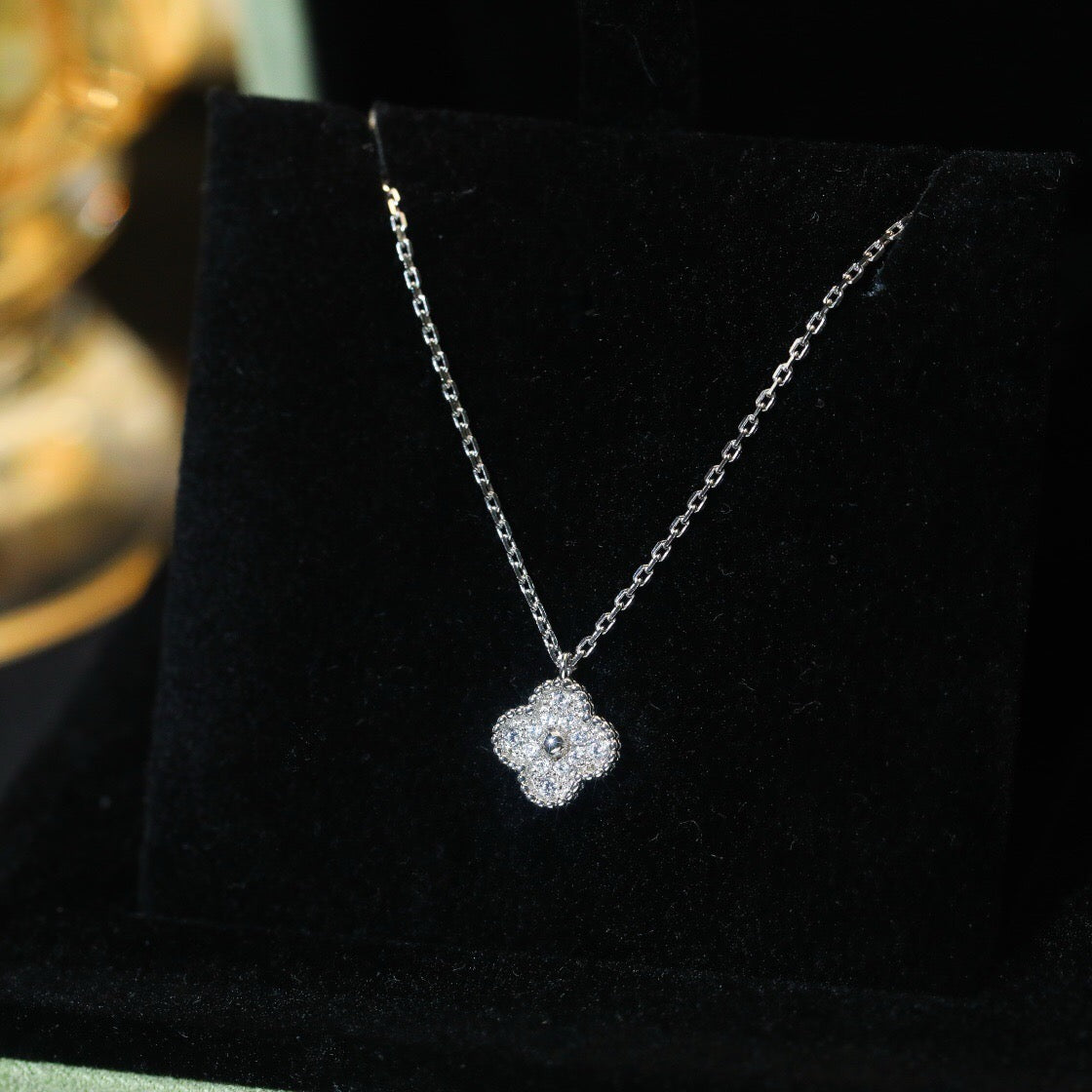 [Echo Fine ]CLOVER MINI 9.5MM PENDANT DIAMOND NECKLACE
