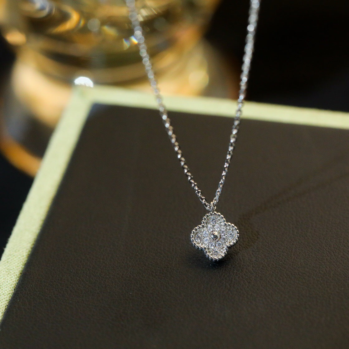 [Echo Fine ]CLOVER MINI 9.5MM PENDANT DIAMOND NECKLACE