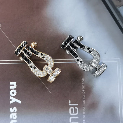 [Echo Fine ]FORCE LARGE HORSESHOE BLACK WHITE DIAMOND BRACELET SILVER
