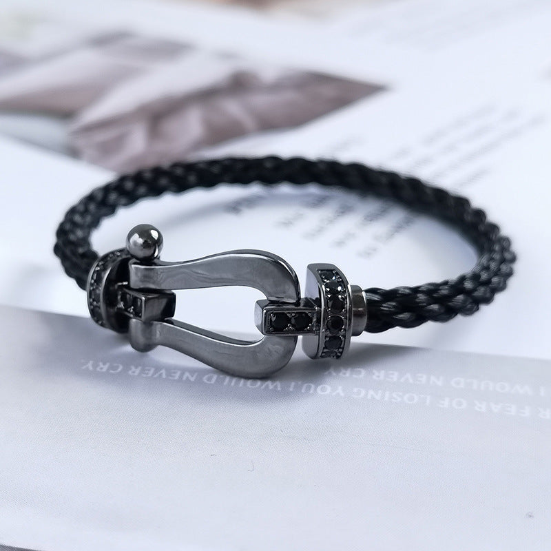 [Echo Fine ]FORCE LARGE SERIES HORSESHOE BLACK SAMURAI BRACELET