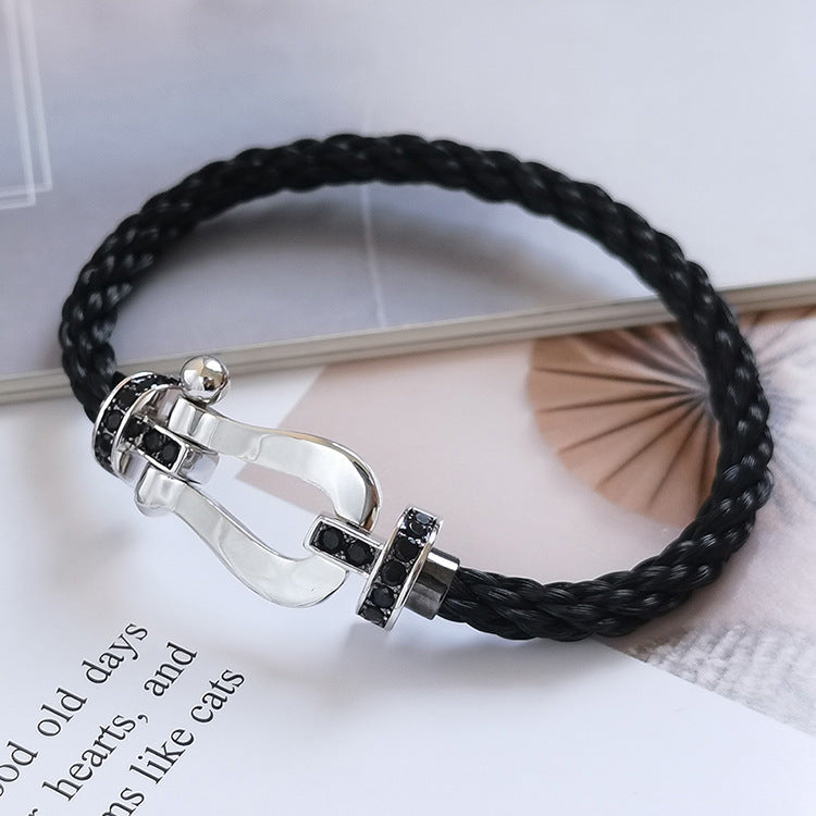 [Echo Fine ]FORCE LARGE HORSESHOE BLACK DIAMOND BRACELET SILVER