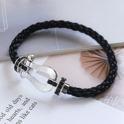 [Echo Fine ]FORCE LARGE HORSESHOE BLACK DIAMOND BRACELET SILVER