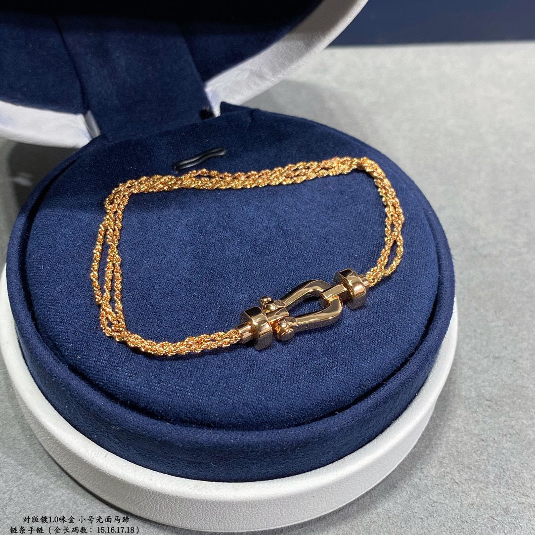 [Echo Fine ]FORCE SMALL HORSESHOE  DIAMOND CHAIN ROPE BRACELET