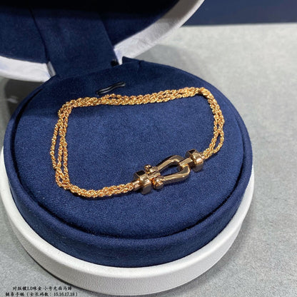 [Echo Fine ]FORCE SMALL HORSESHOE  DIAMOND CHAIN ROPE BRACELET