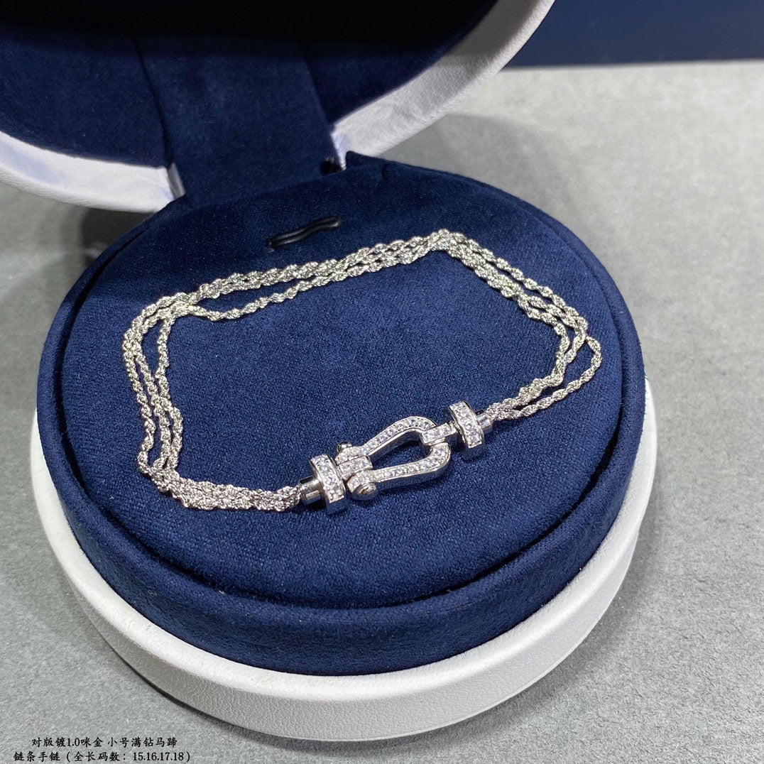 [Echo Fine ]FORCE SMALL HORSESHOE  DIAMOND CHAIN ROPE BRACELET