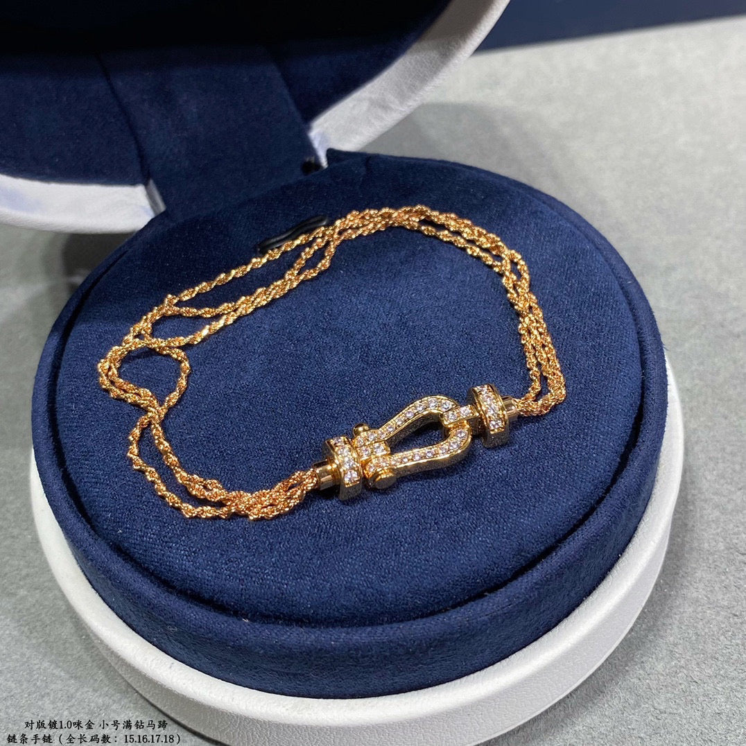 [Echo Fine ]FORCE SMALL HORSESHOE  DIAMOND CHAIN ROPE BRACELET