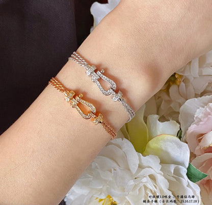 [Echo Fine ]FORCE SMALL HORSESHOE  DIAMOND CHAIN ROPE BRACELET