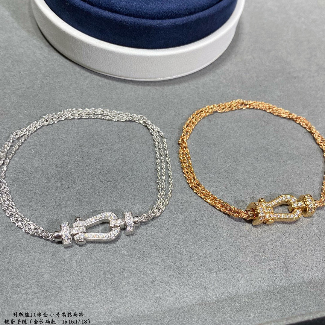 [Echo Fine ]FORCE SMALL HORSESHOE  DIAMOND CHAIN ROPE BRACELET