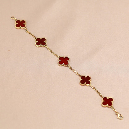 [Echo Fine ]CLOVER 5 MOTIFS RED AGATE  BRACELET