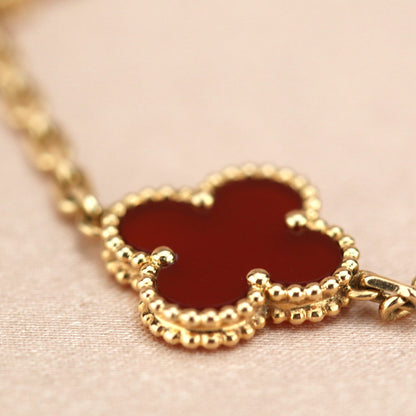 [Echo Fine ]CLOVER 5 MOTIFS RED AGATE  BRACELET