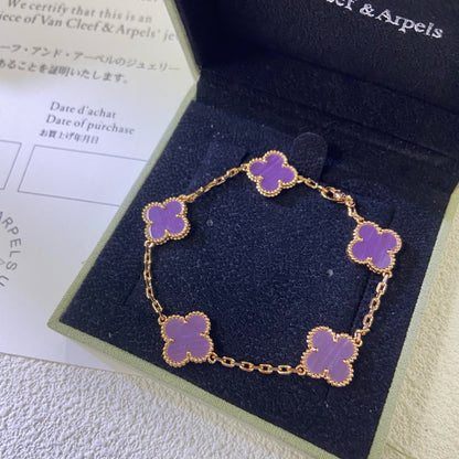 [Echo Fine ]CLOVER  5 MOTIFS  PURPLE VIOLET BRACELET