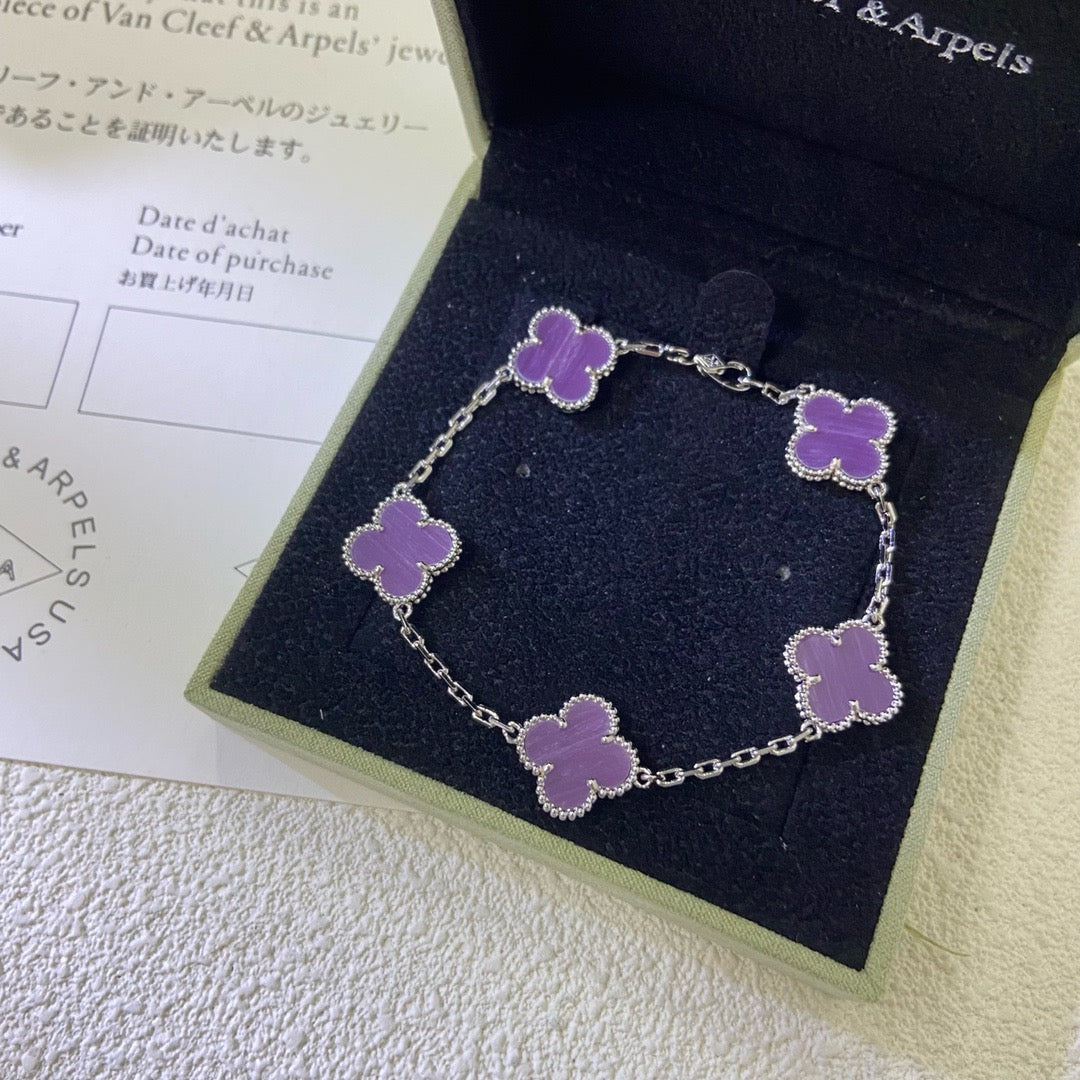[Echo Fine ]CLOVER  5 MOTIFS  PURPLE VIOLET BRACELET