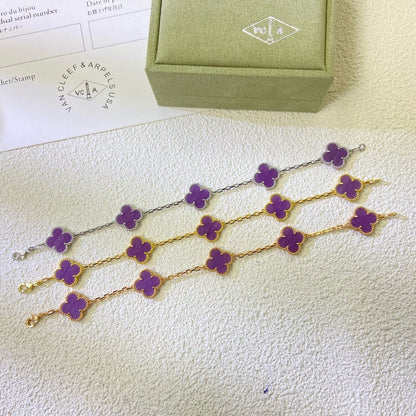 [Echo Fine ]CLOVER  5 MOTIFS  PURPLE VIOLET BRACELET