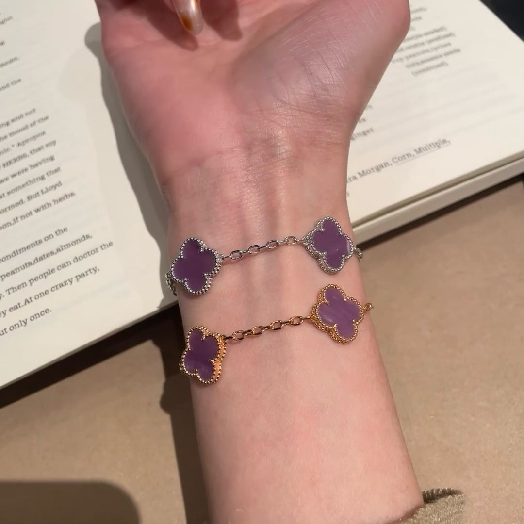 [Echo Fine ]CLOVER  5 MOTIFS  PURPLE VIOLET BRACELET