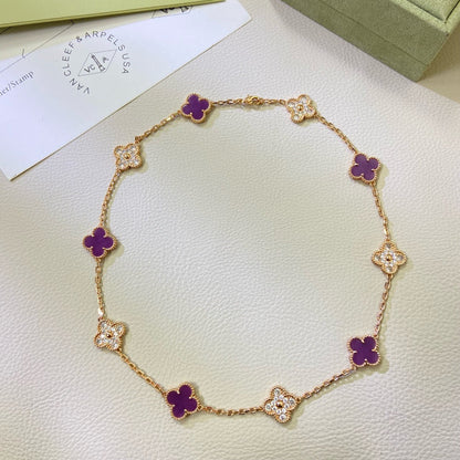 [Echo Fine ]CLOVER 10 MOTIFS  PURPLE VIOLET DIAMOND NECKLACE