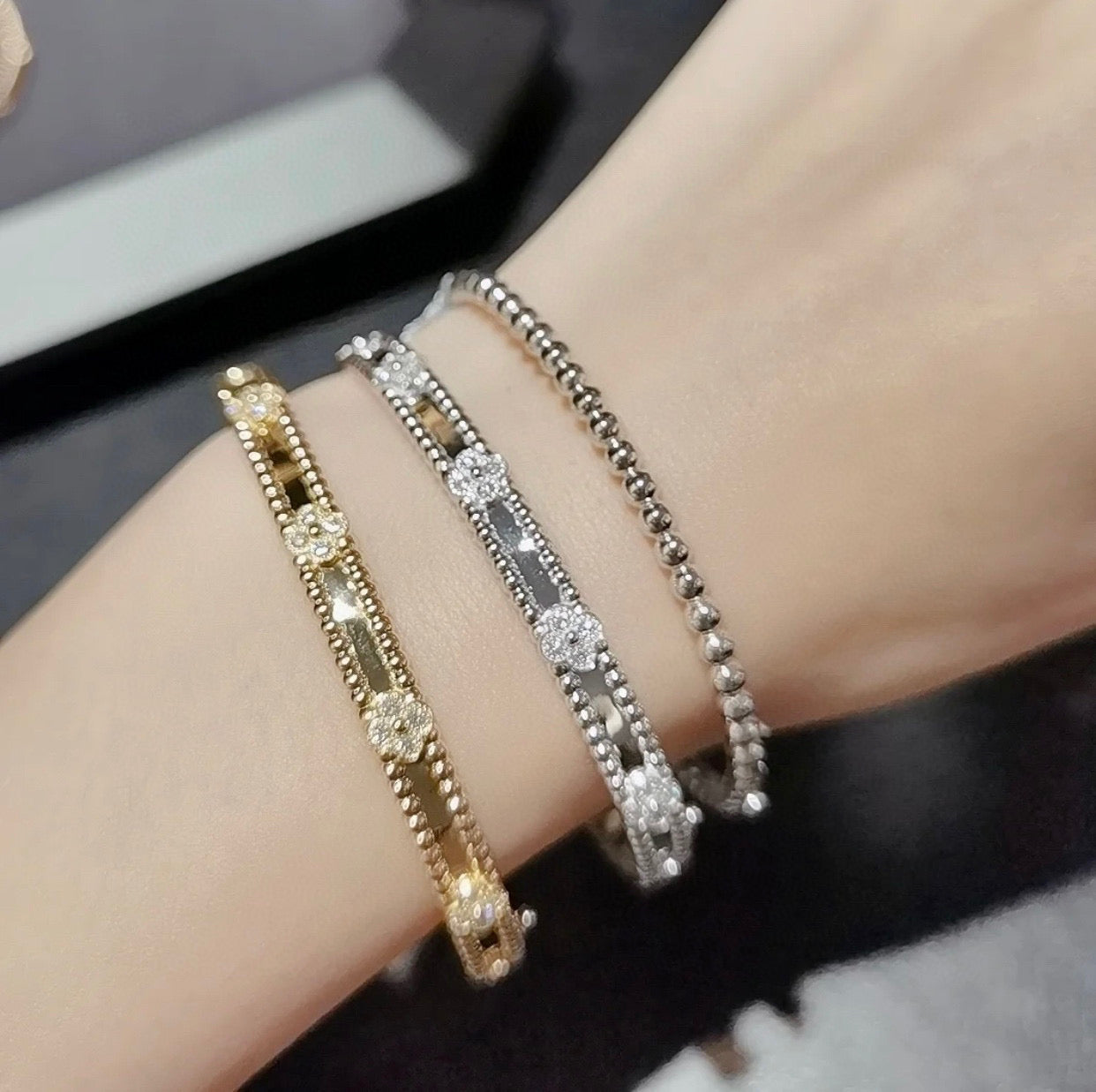 [Echo Fine ]CLOVER BRACELET 4MM DIAMONDS