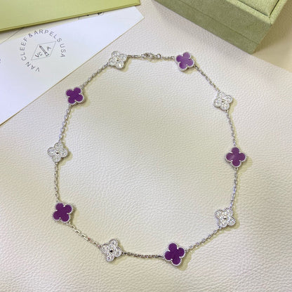 [Echo Fine ]CLOVER 10 MOTIFS  PURPLE VIOLET DIAMOND NECKLACE