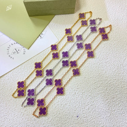 [Echo Fine ]CLOVER 10 MOTIFS  PURPLE VIOLET  NECKLACE