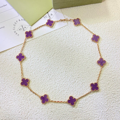 [Echo Fine ]CLOVER 10 MOTIFS  PURPLE VIOLET  NECKLACE