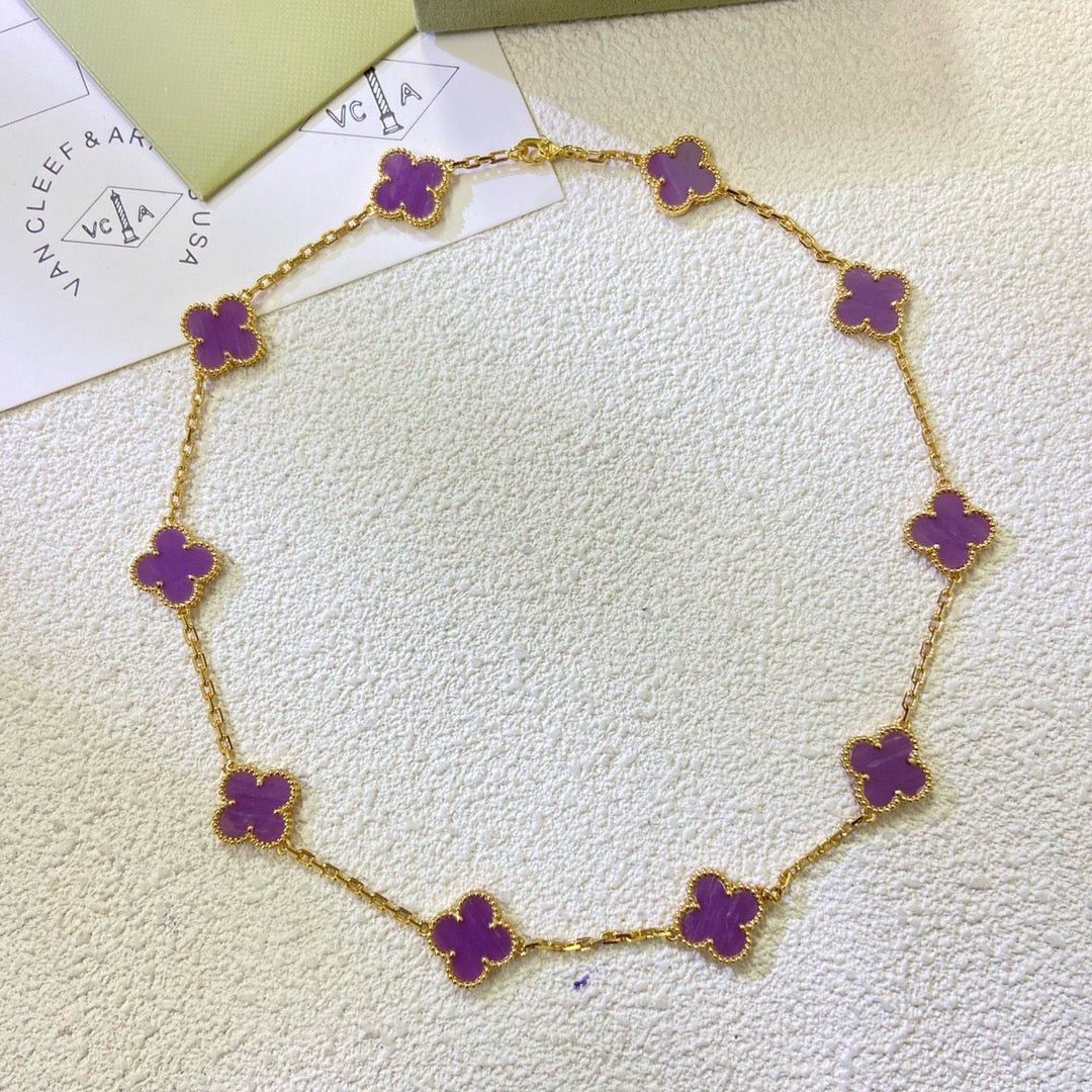 [Echo Fine ]CLOVER 10 MOTIFS  PURPLE VIOLET  NECKLACE