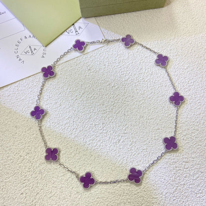 [Echo Fine ]CLOVER 10 MOTIFS  PURPLE VIOLET  NECKLACE