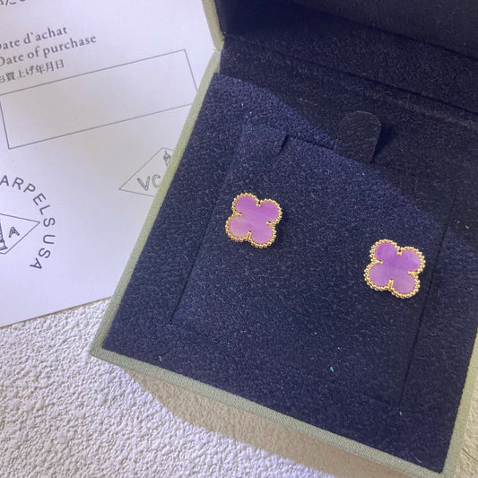 [Echo Fine ]CLOVER MINI 9.5MM  PURPLE VIOLET EARRINGS