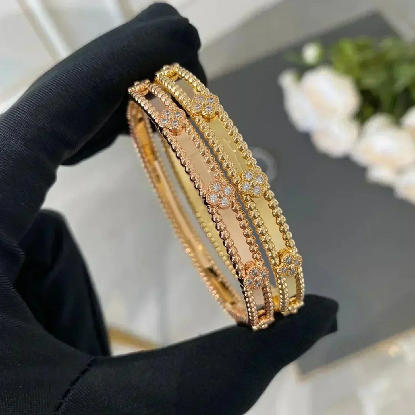 [Echo Fine ]CLOVER BRACELET 4MM DIAMONDS