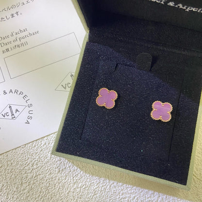 [Echo Fine ]CLOVER MINI 9.5MM  PURPLE VIOLET EARRINGS