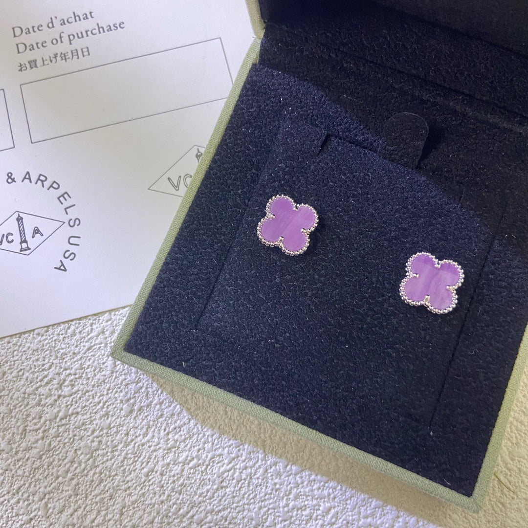 [Echo Fine ]CLOVER MINI 9.5MM  PURPLE VIOLET EARRINGS