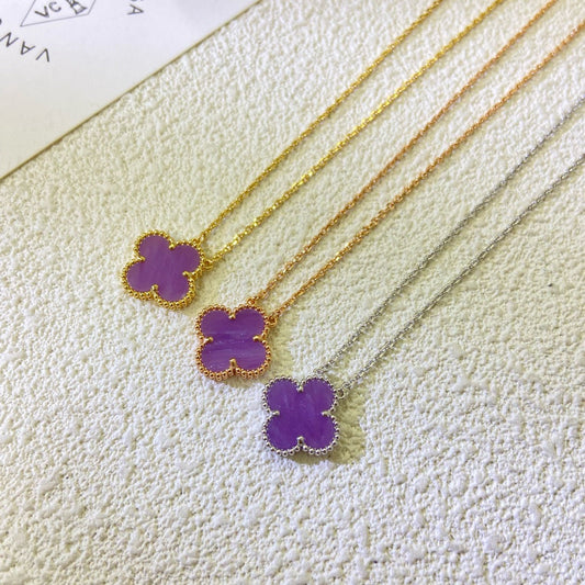 [Echo Fine ]CLOVER 15MM  PURPLE VIOLET NECKLACE