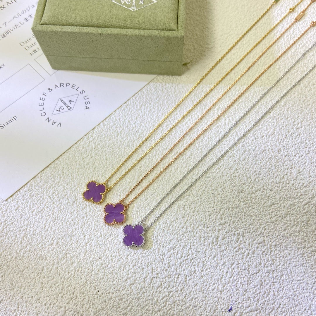 [Echo Fine ]CLOVER 15MM  PURPLE VIOLET NECKLACE