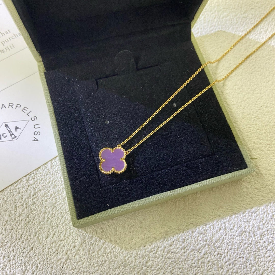 [Echo Fine ]CLOVER 15MM  PURPLE VIOLET NECKLACE