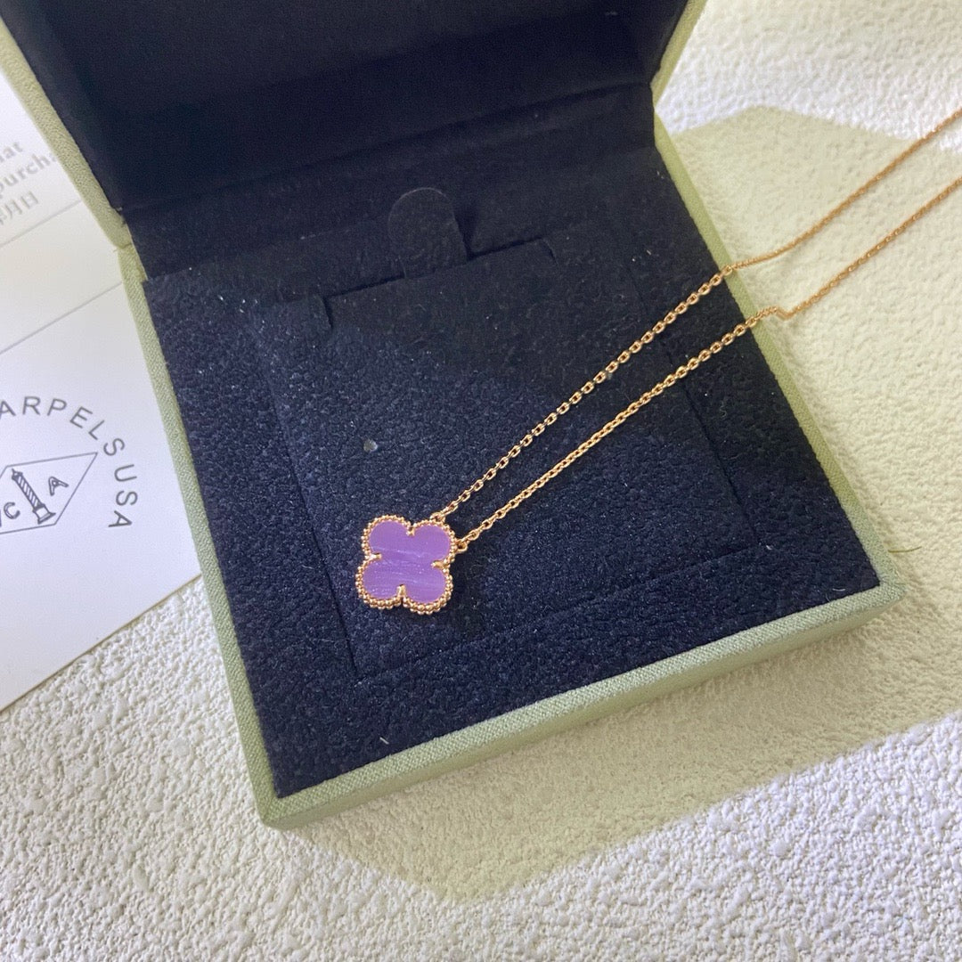 [Echo Fine ]CLOVER 15MM  PURPLE VIOLET NECKLACE