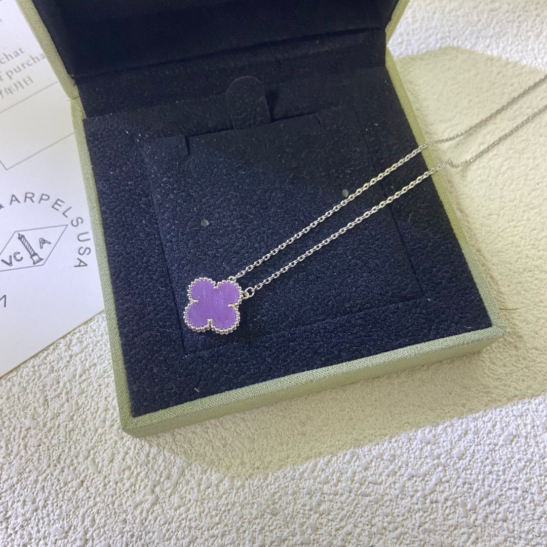 [Echo Fine ]CLOVER 15MM  PURPLE VIOLET NECKLACE