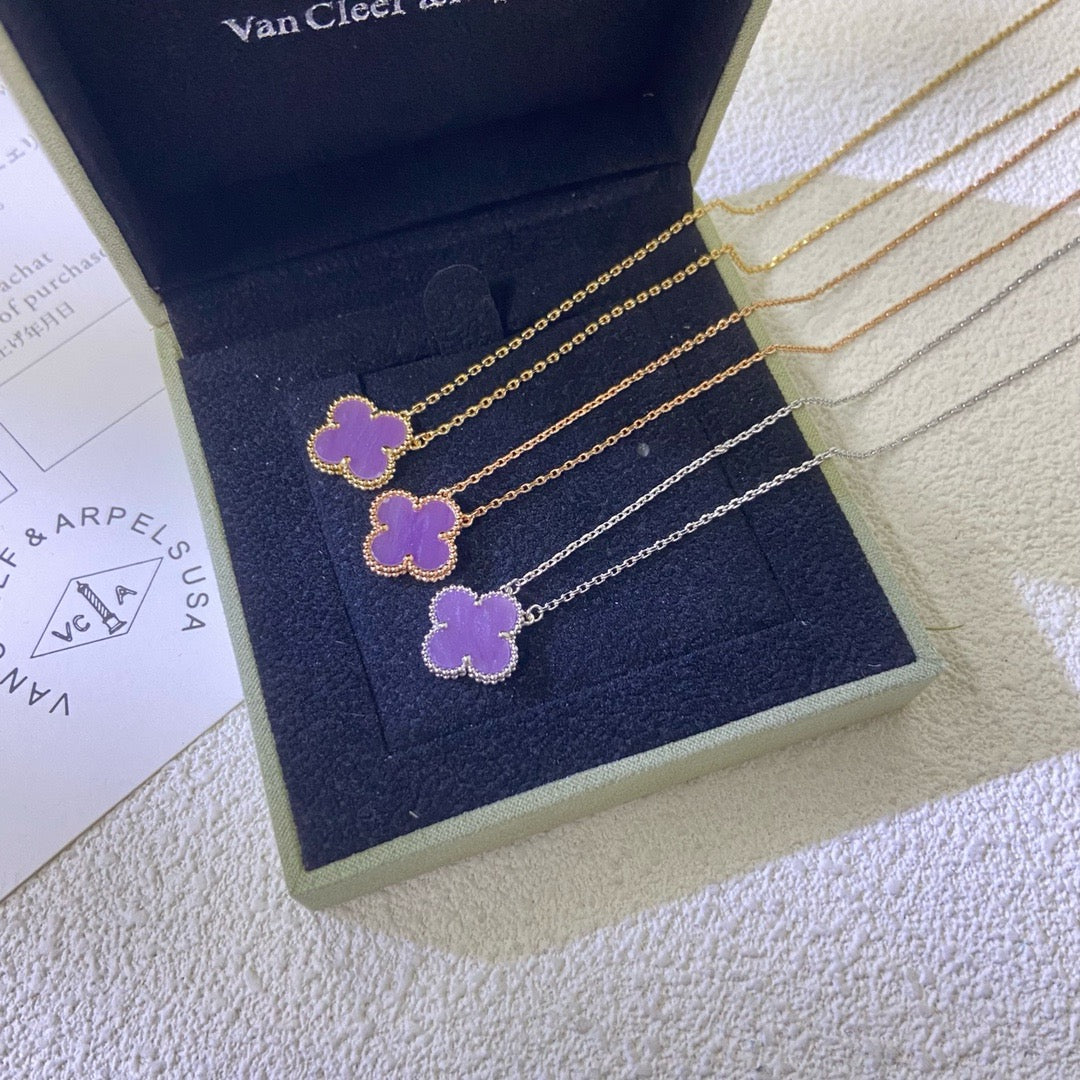 [Echo Fine ]CLOVER 15MM  PURPLE VIOLET NECKLACE