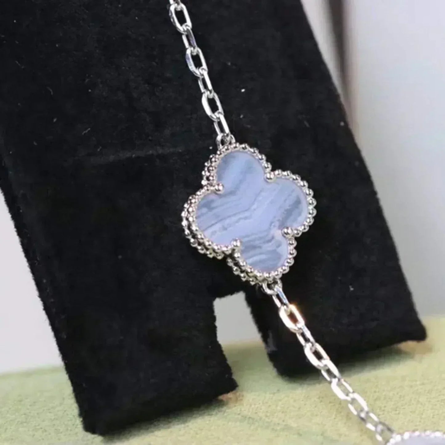 [Echo Fine ]CLOVER  5 MOTIF PURPLE CHALCEDONY BRACELET SILVER