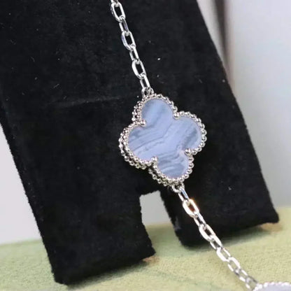 [Echo Fine ]CLOVER  5 MOTIF PURPLE CHALCEDONY BRACELET SILVER