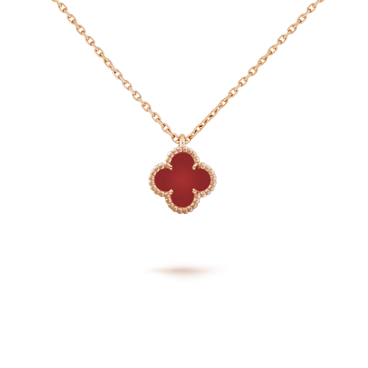 [Echo Fine ]CLOVER MINI 9.5MM WHITE CARNELIANS NECKLACE
